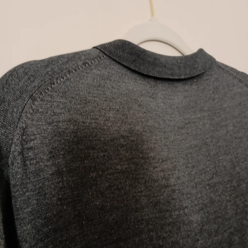 Banana Republic‎ Silk Blend Polo Style Knit Sweater Gray Large Y2K